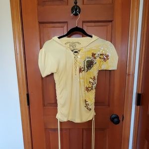 Royal Underground Lace Up Yellow Top Size Small